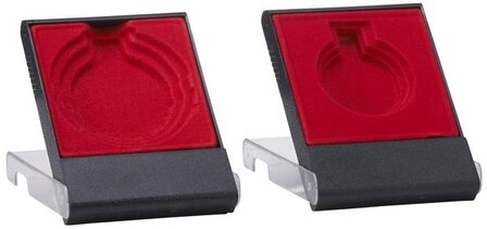 Medailledoosje transparant zwart-rood 40-45-50mm